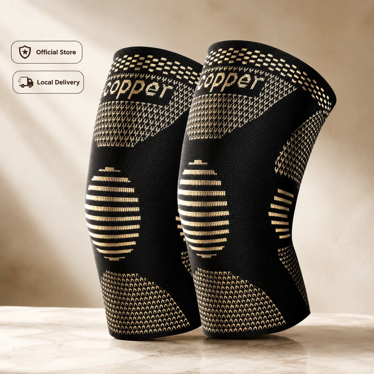 (2 pack) -Knee Supports Copper Compression Knee Sleeve for Knee Pain, Arthritis, Sports and Recovery Support (Large) Knee Booster Knee Supporter Knee Brace
