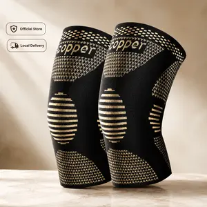(2 pack) -Knee Supports Copper Compression Knee Sleeve for Knee Pain, Arthritis, Sports and Recovery Support (Large) Knee Booster Knee Supporter Knee Brace