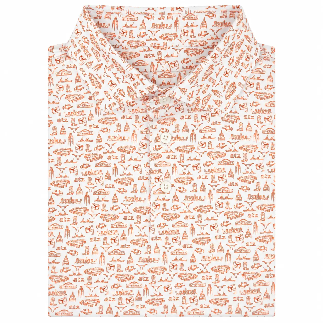 The Texas College Town Men's Short Sleeve Collegiate Polo