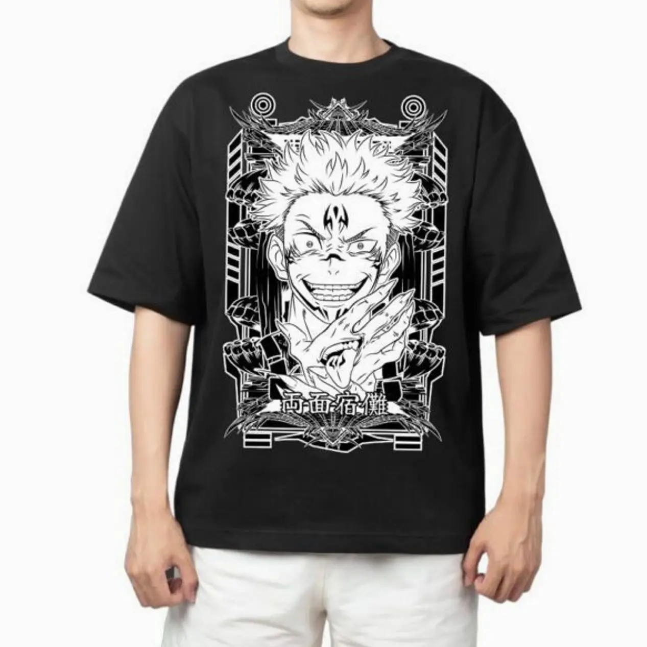 Limited Ryomen Sukuna King of Curses Graphic Merch Malevolent Shrine Oversize T-shirt Unisex Jujutsu Kaisen Streetwear Top, Heavyweight Cotton Retro Anime Shirt, Gift for Anime Lover, Clothing for fans, Seamless Oversized.