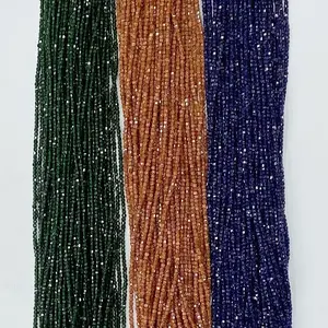 Golden Green Blue Sanstone Cube Faceted Beads Gemstone Loose Beads 15.5 Inches Long for DIY Jewelry Making Handmade Crafts Bracelet Necklace Earrings Semi Precious Stone Spacer Beads