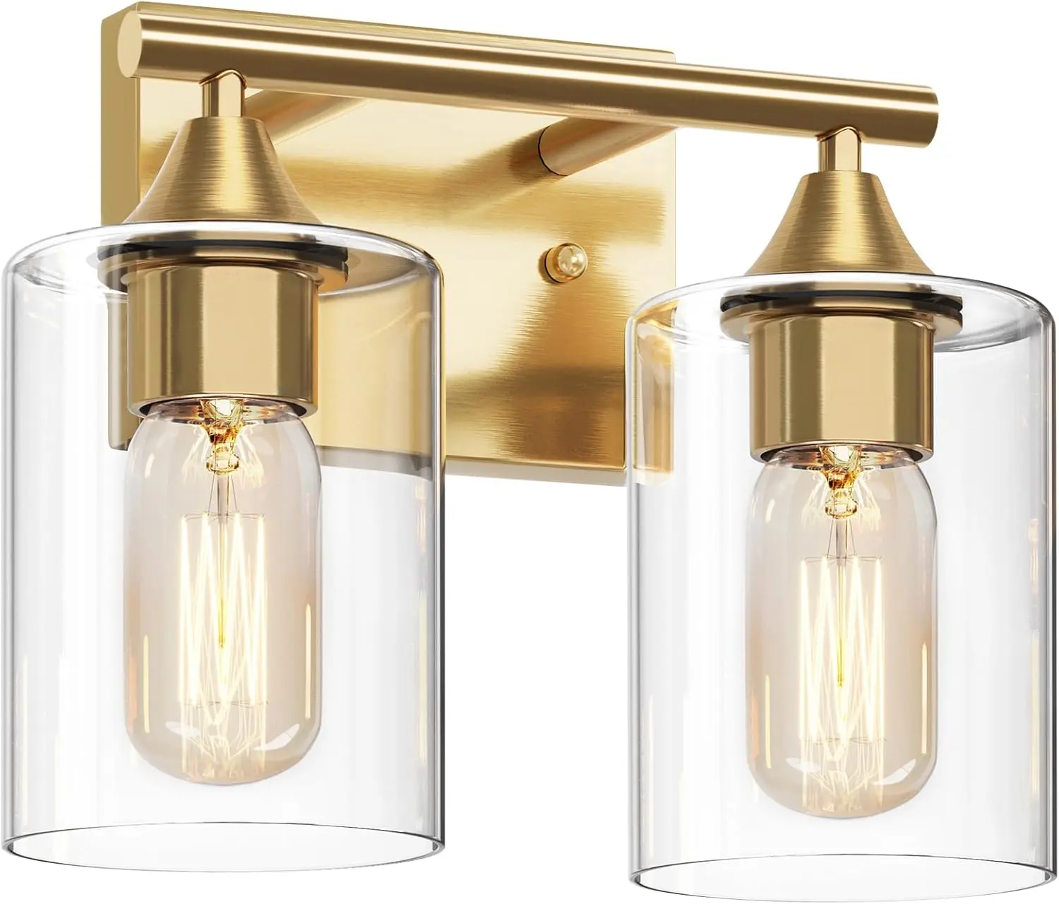 Gold Vanity Lights for Bathroom,2-Light Bathroom Light Fixtures,Brushed Brass Gold Wall Sconce Lighting, Wall Lamp for Mirror Bedroom Vanity Table Hallway