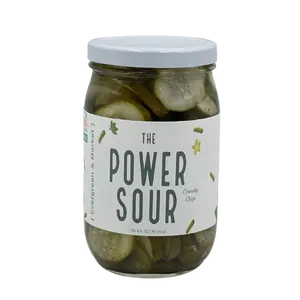 The Power Sour Pickle 17 oz Glass Jar with Resealable Lid Extra Tangy Bold & Refreshing for Charcuterie Sandwiches Cocktails and Snacks