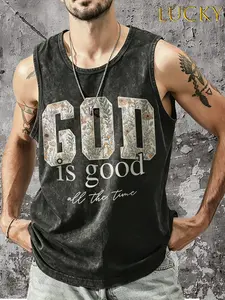 The Christian "God is good" gentle and powerful faith themed vest, is good all the time "God is always good" faith symbolism dressing, American retro Cleanfit、 Relaxation is a must-have for daily dressing