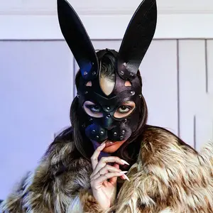 Leather  Mask Punk Black     Mask Fox Mask  Half  Adjustable Mask Halloween Party Masquerade Prom  Decorative (Black1)