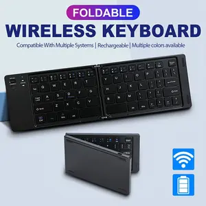 Ultra-Thin Foldable Bluetooth Keyboard Portable Rechargeable Wireless for iOS Android Windows Compatible with Phone Tablet PC Laptop Travel Home Office No Charger Included