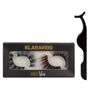 Colored Eyelashes Set 2 pairs Colorful False Lashes Blue & Red. Cruelty Free. Long lasting, Reusable lightweight. Comfortable Lash extension volume. By Klara Vido Makeup Synthetic