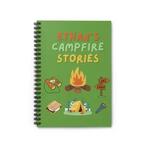 Personalized Campfire Stories Journal Spiral Notebook for Kids Green Cover