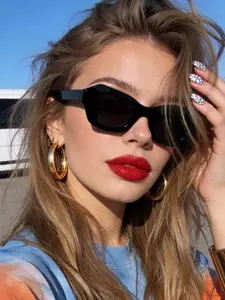 Women's Rectangular Sunglasses, Plain Color, Tortoiseshell Frame, Fashionable Style, Trendy Front Design, Perfect for Daily Wear