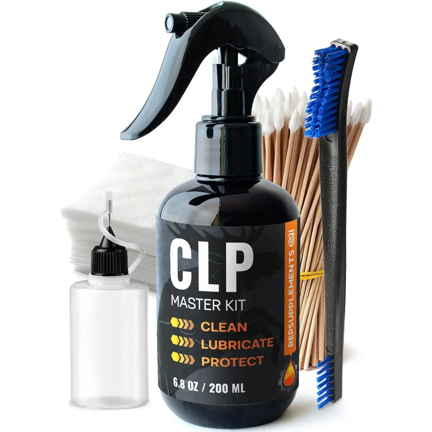 KDO Gun Cleaning Oil Kit 3-in-1 Cleans, Lubes, Protects - 6.8 Oz. Sprayer Gun Cleaner and Lubricant, Needle Oiler, Cleaning Patches, Cleaning Swabs and Brush - Gun Oil and Cleaning Kit