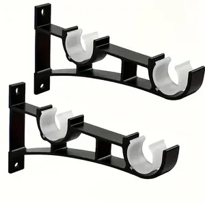1pc Curtain Rod Bracket Double Curtain Rod Bracket Hook Double Rod Base Bracket Curtain Rod Accessories Heavy Metal Curtain Rod Bracket
