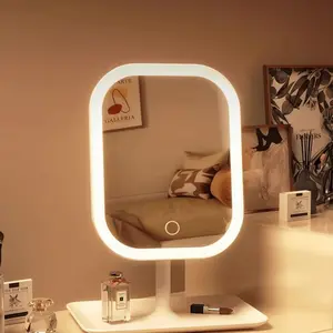 LED Makeup Mirror with Touch Control Tri-Mode Lighting, Foldable Stand, Portable Vanity Mirror for Bedroom & Travel, Women's Holiday Gift, Autumn Home Decor, Makeup Accessory for Small spaces