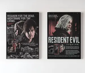 Resident Evil Requiem Poster, Retro Horror Game Art Print, Raccoon City Zombie Wall Decor NO FRAMED