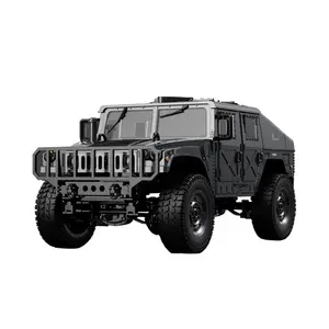 All Terrain 4WD Ready to Run RC Truck, Military Style Off-Road Remote Control Vehicle with Winch and Simulated Machine Gun, Plastic RC Trucks for Outdoor for Boys and Adult Hobbyist