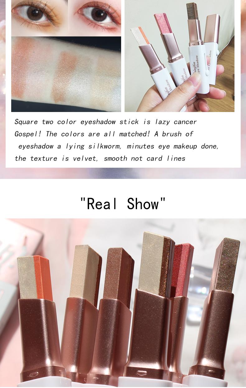 6pcs/set Pearlescent Two-color Eyeshadow Stick - Pearlescent Polarized Design, Waterproof and Smudge-proof, Smooth Application, Long-lasting Smoky Eyeshadow Pen, Suitable for Daily and Party Looks, Glitter Shimmer Eyeshadow