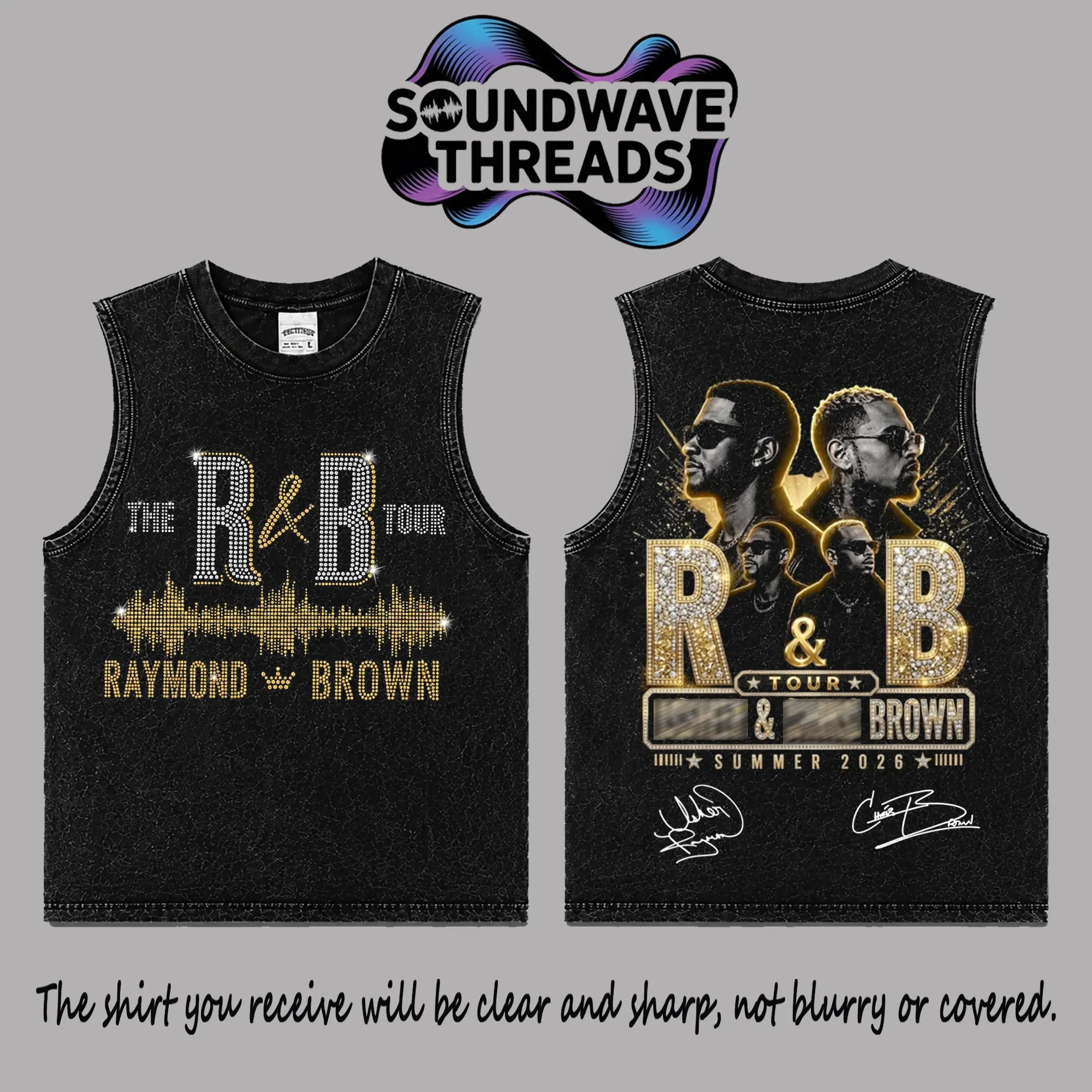The R&B Tour 2026: Raymond & Brown # 2 Premium Acid Washed 100% Tank Top T-Shirt, R&B Music Duo Graphic Tee, Urban Hip Hop Soul Streetwear Shirt, Concert Tour Merch, Gift for R&B Fans, Vintage Music Tee