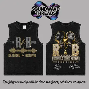 [SWT] The R&B Tour 2026: Raymond & Brown #2 Premium Acid Washed 100% Tank Top T-Shirt, R&B Music Duo Graphic Tee, Urban Hip Hop Soul Streetwear Shirt, Concert Tour Merch, Gift for R&B Fans, Vintage Music Tee