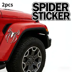 New 2pcs Cool Realistic Spider Car Stickers, Multiple Colors Available, Universal Car Exterior Modification Decals, Truck Car Decal, Body and Door Decoration