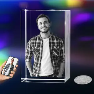 Artimele3D Personalized 3D Crystal Photo Gifts 3d Laser Picture Engraved Customized Picture Frames Crystal Anniversary Birthday Wedding Memorial Gift for Mom,Women,Wife,Men,Her,Husband,Grandma