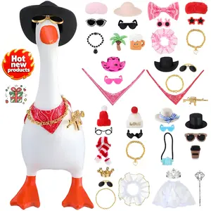 40 Pcs 7 Inch Desk Goose Outfits Accessories, Mixed Styles Hats Sunglasses Necklaces Bandanas & Props, Funny Magnetic Porch Goose Key Holder Decor Costume Kit (Goose Not Included)
