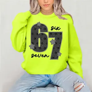Six Seven Crewneck Sweatshirt Gildan Everyday Style  love casual comfortable super soft relaxed fit unisex Sizing womenswear Streetwear  vintage Crewneck Printed Loose Graphic TopHad long sleeve Winter Piece