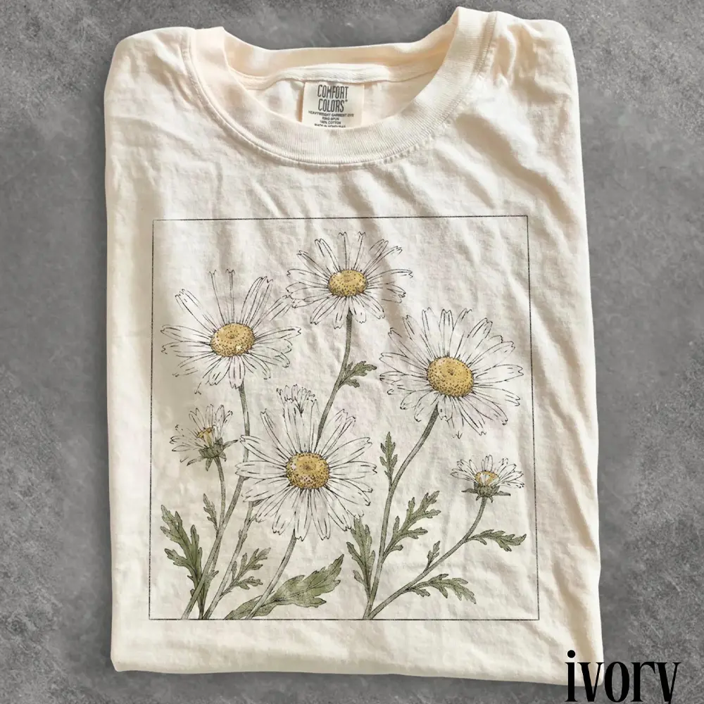 Daisy Wildflower  Ivory Shirt, White Floral Nature Shirt, Cottagecore Botanical Shirt, Gift For Men, Gift For Women