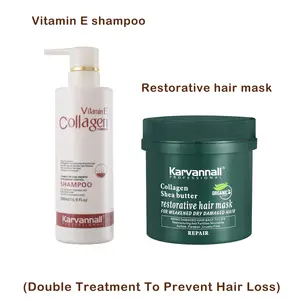 [Buy 2 Get 4 Free]Karvannall Professional Vitamin E Shampoo & Collagen Shea Butter Restorative Hair Mask for Damaged Dry Frizzy Hair 500ml Haircare Salon Hydrate Hydrating Repair Moisture Keratin