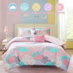 Comforter Vibrant Fun And Playful Unicorn Print Down Alternative All Season Bedding-Set, Twin/Full Cloud (Pink/Blue)