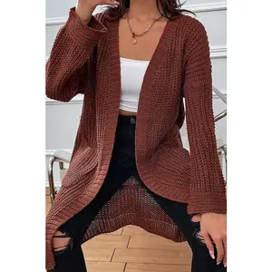 Brown Dual Pocket Drop Shoulder Duster Cardigan