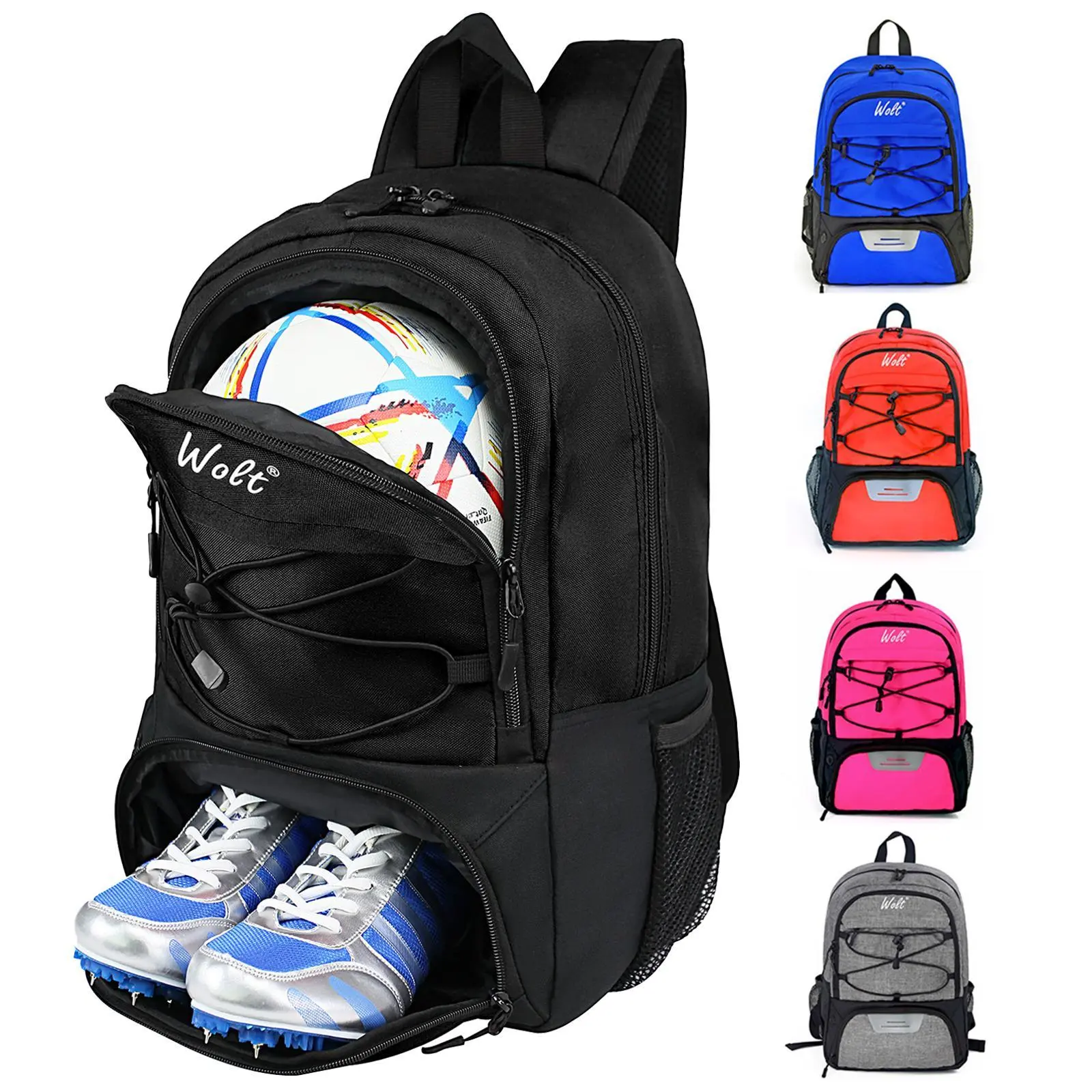 WOLT Youth Soccer Bag,Backpack & Bags for Basketball, Volleyball & Football Sports, Includes Separate Cleat Shoe and Ball Compartment, Fit to Youth & Adult,Soccer Equipment Bags for Boys,Duffle Gym Bag