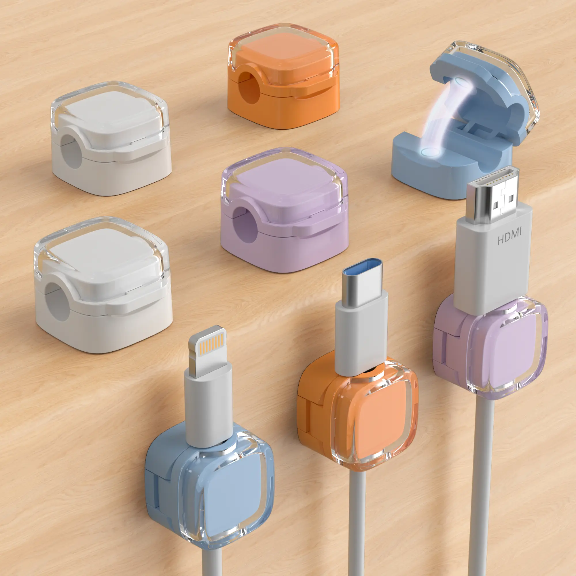 8-Pack Magnetic Cable Clips, Desktop Cord Organizer with Strong Adhesive, Multi-purpose Wire Management for Home, Office, Car and Nightstand