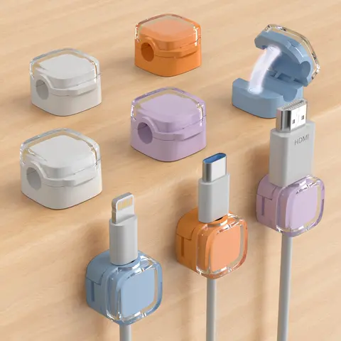8-Pack Magnetic Cable Clips, Desktop Cord Organizer with Strong Adhesive, Multi-purpose Wire Management for Home, Office, Car and Nightstand