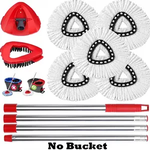 EasyWring Spin Mop Set, 360° Spin Mop System, 5 Washable Microfiber Pads + 1 Brush Head, Adjustable Stainless Steel Handle, Removes Over 99% of Bacteria with Water, Safe for Hardwood Tile Laminate Floors