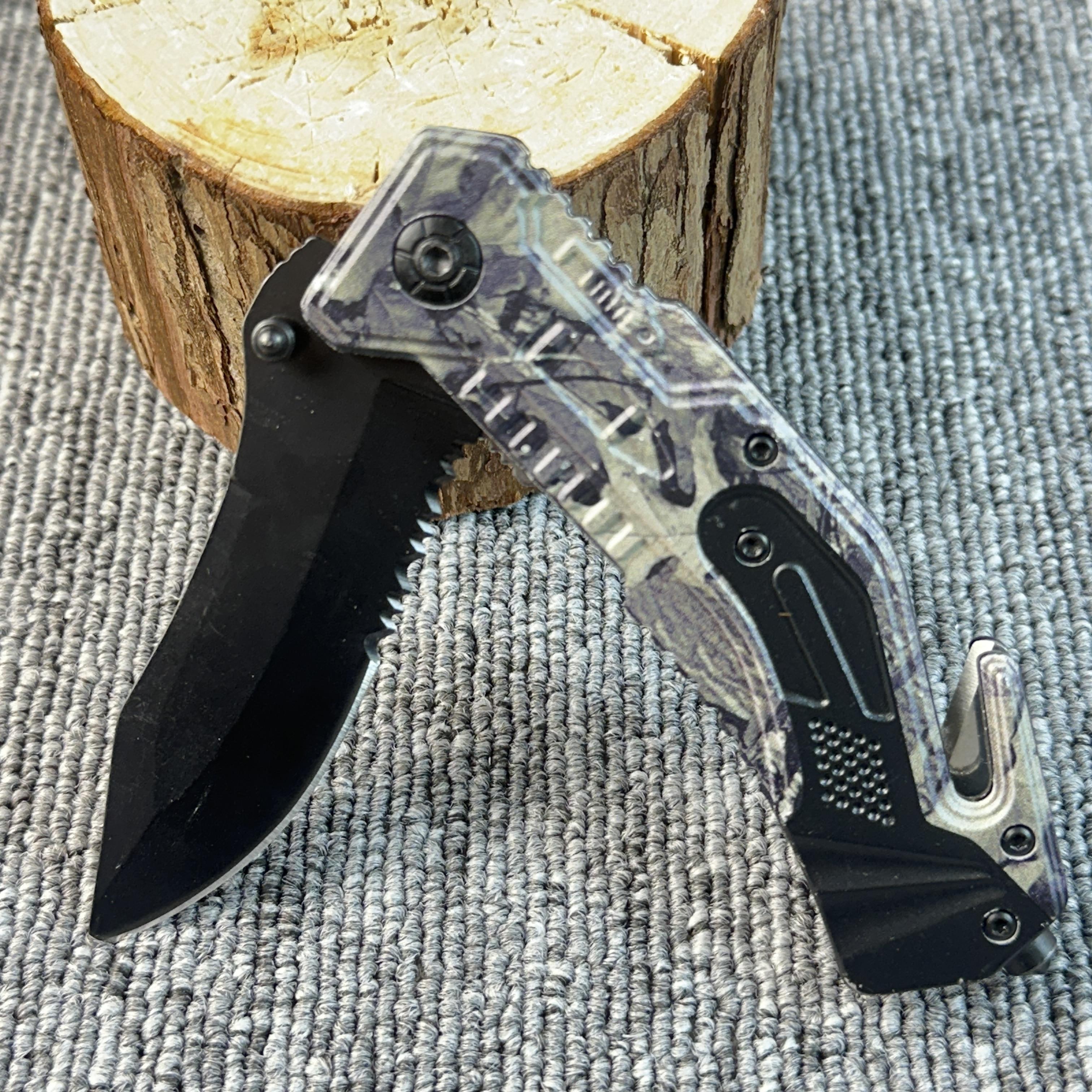 High Quality Camo Tactical Folding Knife with Serrated Blade for Outdoor Hunting Camping High Quality Camo Tactical Folding Knife with Serrated Blade for Outdoor Hunting Camping