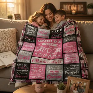 Pink & Black Checkered Flannel Blanket - Heartfelt Mom Gifts for Daughter or Son to Give, All-Season Cozy Throw with Inspirational Messages, Perfect for Mother’s Day Gifts, Versatile Bedding Throw, Mothers Day Gift Ideas, Gifts For Women