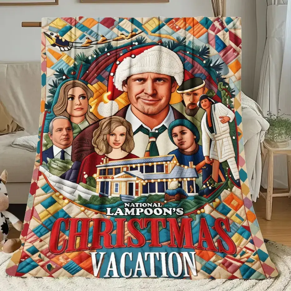 JOOCAR Christmas Vacation Family Set with Patterned Printed Flannel Blanket | 280gsm, soft, comfortable, multi-functional blanket suitable for travel, bedroom, camping, sofa, bed and office decoration - super soft sofa / sofa / bedroom