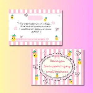 Pineapple Coquette Thank You Cards – Small Business Packaging Inserts (Set of 25, 50, or 100)