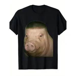 Funny John Pork Fade Haircut Design T-shirt | Men'S Casual Short Sleeve Tee, Crew Neck, Perfect For Daily Wear ,Sizes S-5xl, All-season, Regular Fit