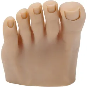 Practice Fake Foot Model, Soft Silicone Fake Foot Prosthetic Manicure Tool with Half Foot Design, Mannequin Training Foot for Nail Tip Art Training (Left)