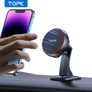TOPK Magnetic Car Phone Holder, 360° Adjustable Car Phone Mount, Universal Car Interior Accessories for iPhone Samsung Devices, Smartphone Holder