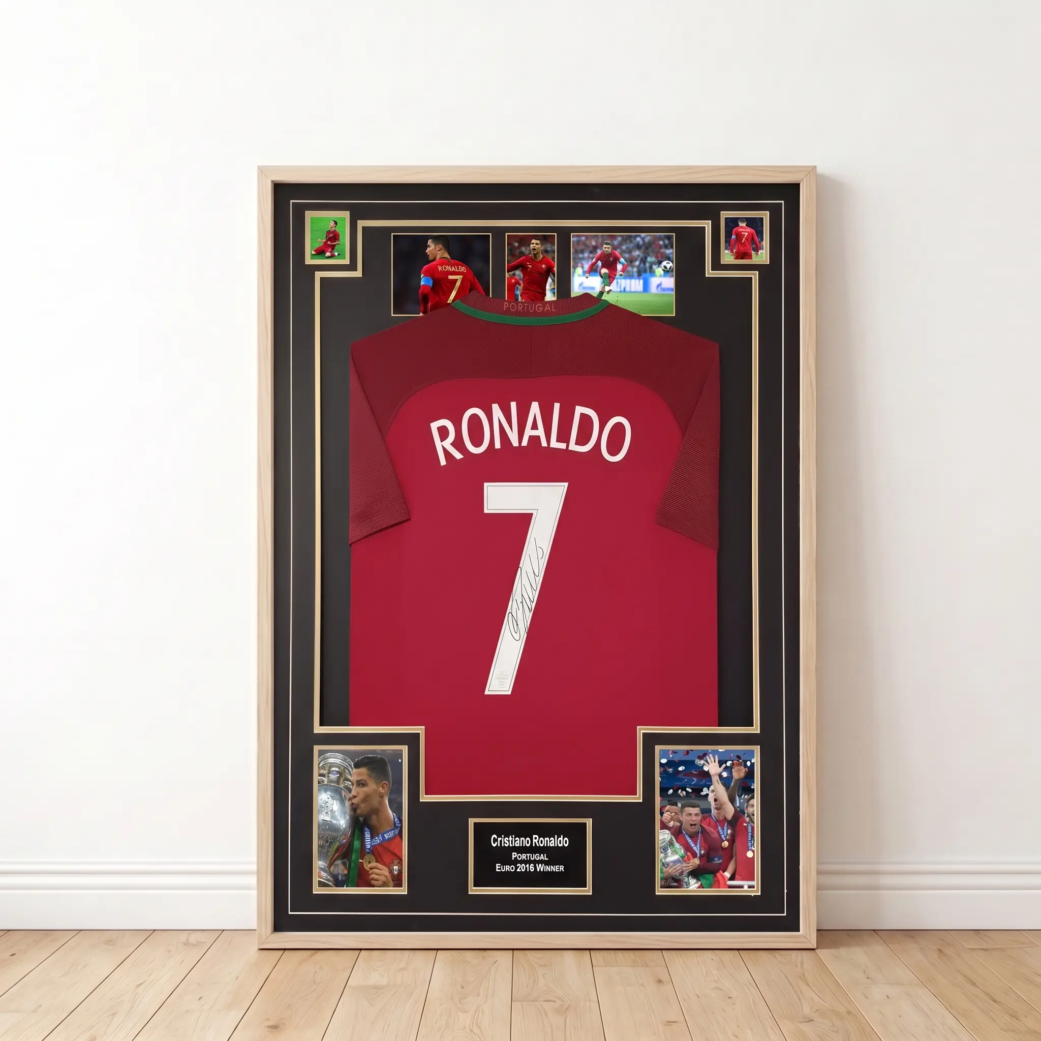 Portugal Legend Ronaldo Signed Shirt Autographed Jersey - CR7 Unframed Graphic Print