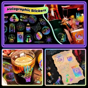100 Laser Magic World Memoirs Transparent PET Stickers - Waterproof Decorative DIY Stickers for Suitcases, Phone Cases, Laptops, Helmets, Skateboards