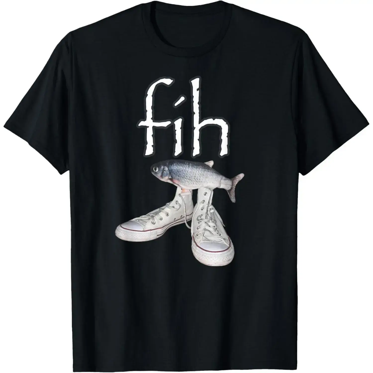 Fih Shoes Fish Funny Misspelled Fish Meme Fih Calling Humor T-Shirt oversized graphic tee