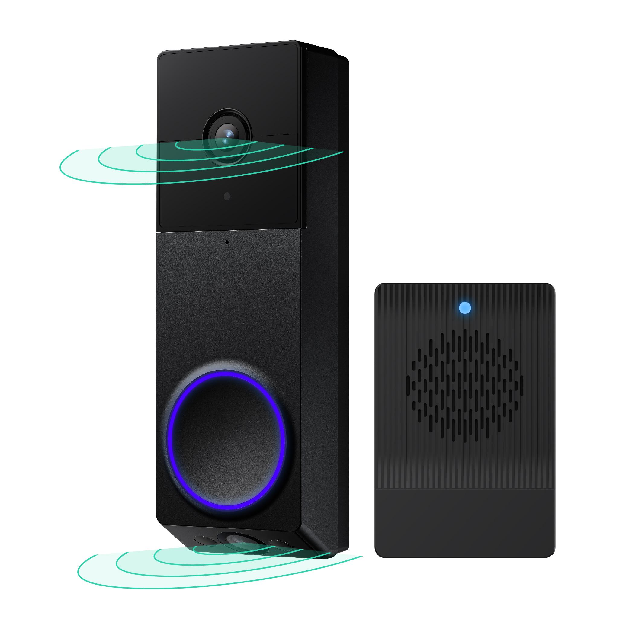 Wyze Duo Cam Doorbell — Battery Wireless Smart Ring Doorbell Camera, Adhesive Mount, Head-and-Toe View, 2K Quality, 2-W