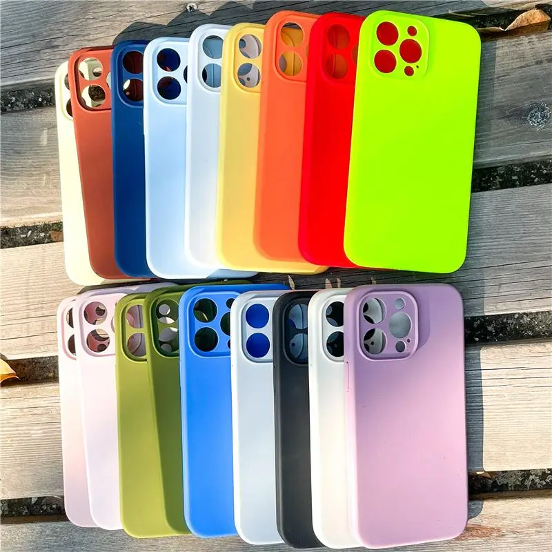 For iPhone 16 17 pro max Case Neon Liquid Silicone 13 XS Max Fluorescent Funda Cases for iPhone 14 15 Pro Max Lens Full Cover