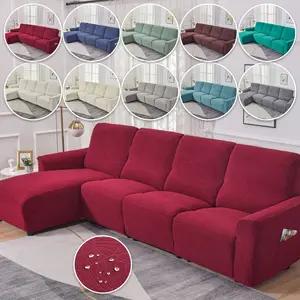 Leaf Jacquard L Shape Chaise Sofa Cover for CHEERS Recliner, Stretch Waterproof Anti-Slip Pet-Friendly Washable Universal Couch Protector, Washable Sofa Slipcover