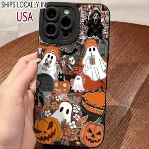 Cartoon Ghost and Pumpkin Pattern Phone Case, TPU Decorative Phone Protector Cover, Phone Accessories Compatible with iPhone 6 7 11 12 13 14 15 Series