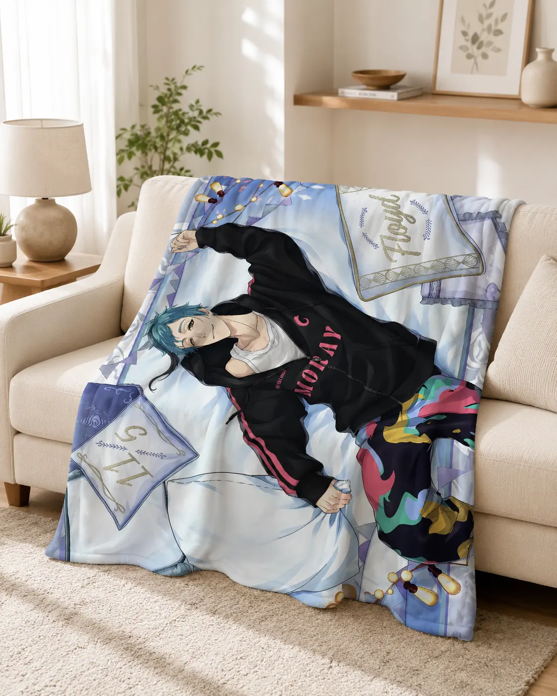 Fantasy Academy Anime Flannel Throw Blanket, Ultra Soft Plush Fleece Blanket for Bed Couch Sofa, Cozy Magic School Character Blanket, Cute Manga Room Decor, Birthday Christmas Gift for Anime Lovers