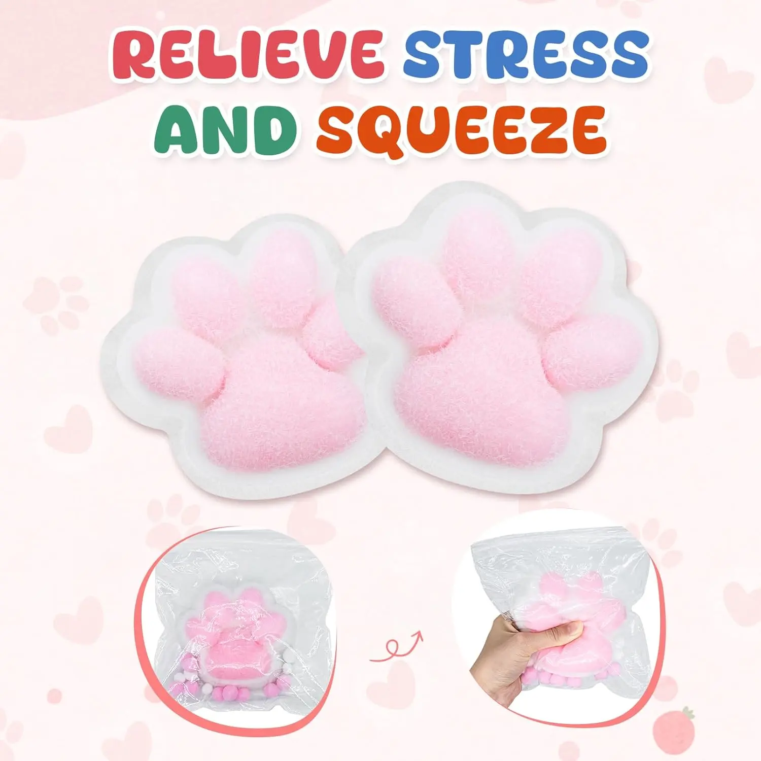 Cat 1pcs Cat Paw Squishy Toy, Big Cute Kawaii Fufu Squishies, Sticky Cat Paw Fur Ball, Super Soft Stress Relief Funny Fidget Toys, Novelty Things Suitable for Adults Kids Fun Squeeze Toy squishies adult  fidgets tape  squishy,fidget squad