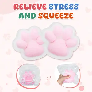 Cat 1pcs Cat Paw Squishy Toy, Big Cute Kawaii Fufu Squishies, Sticky Cat Paw Fur Ball, Super Soft Stress Relief Funny Fidget Toys, Novelty Things Suitable for Adults Kids Fun Squeeze Toy squishies adult  fidgets tape  squishy,fidget squad